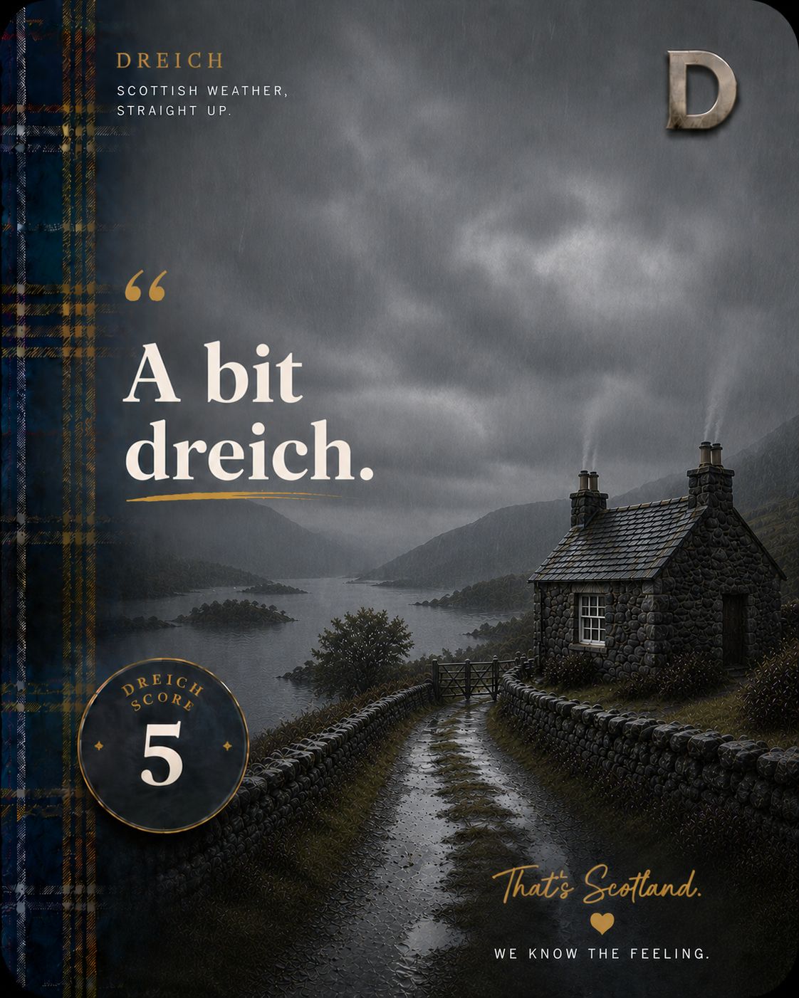 Dreich Score 5 card — a bit dreich