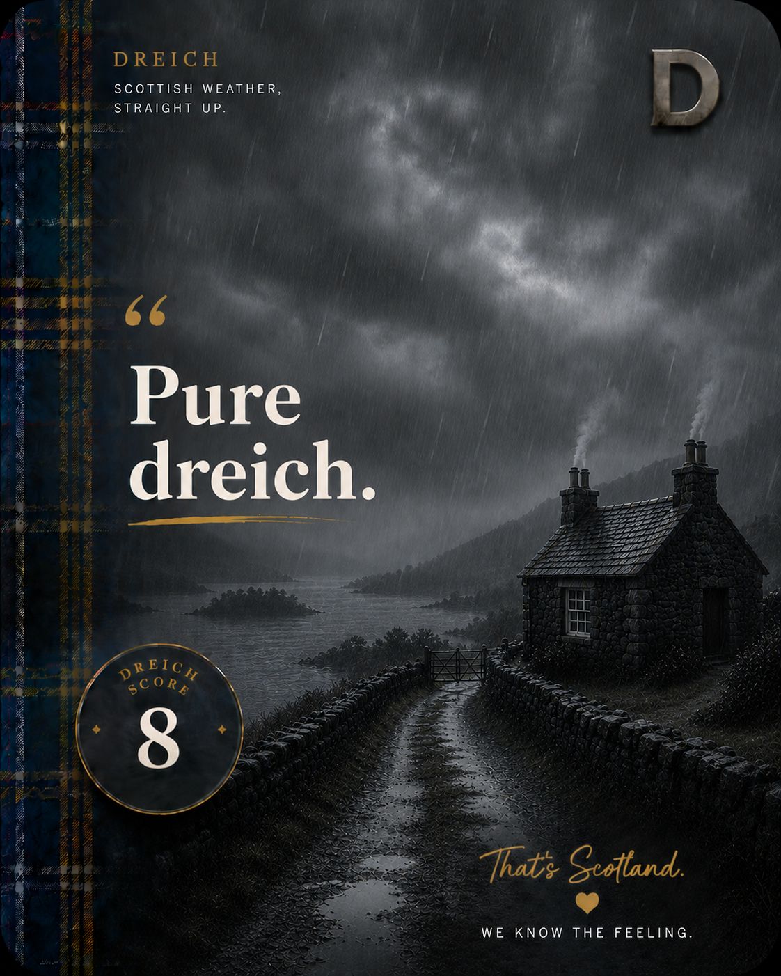 Dreich Score 8 card — pure dreich