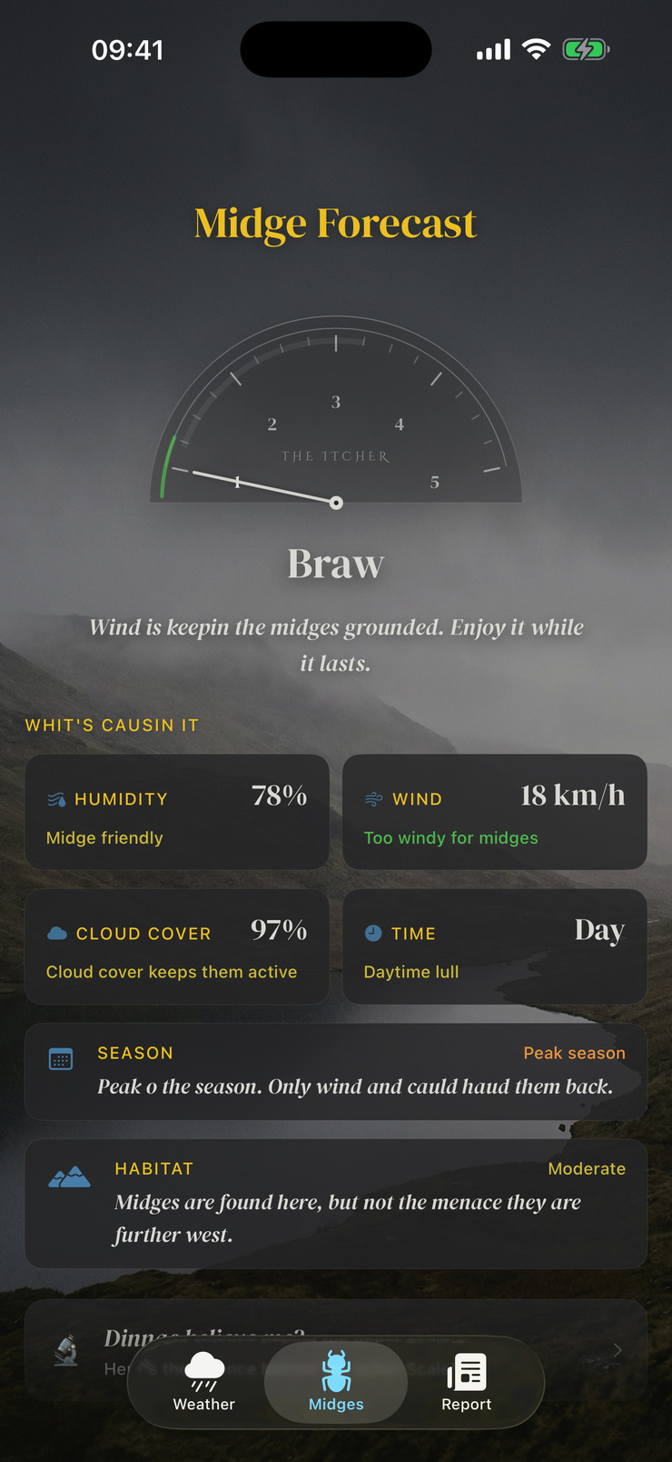 Dreich app — the midge forecast